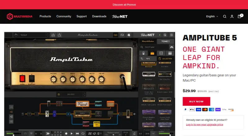 AmpliTube 5's website