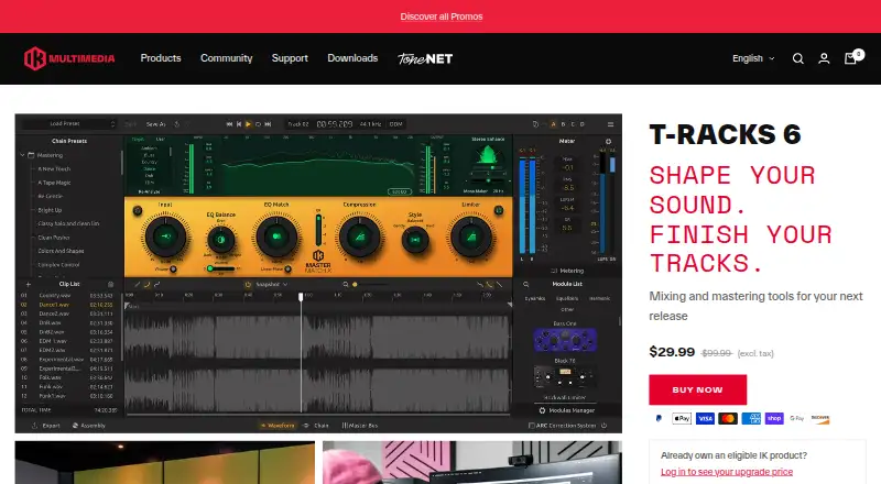 IK Multimedia T-RackS 6's website