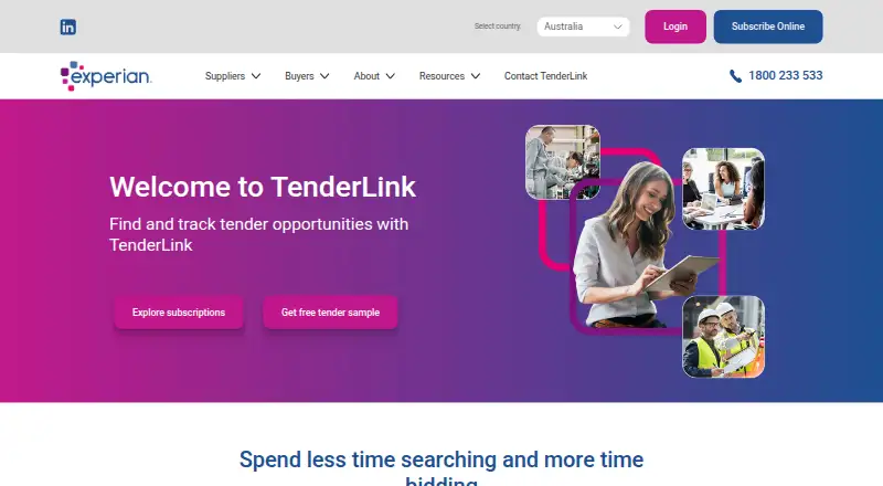 The TenderLink homepage