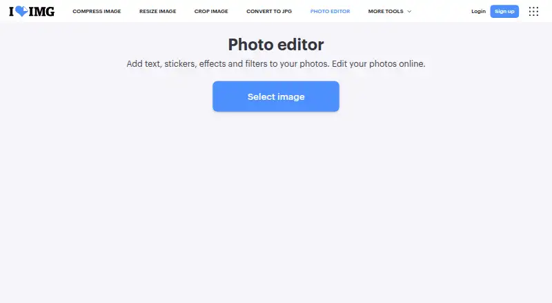 iLoveIMG Photo Editor's website