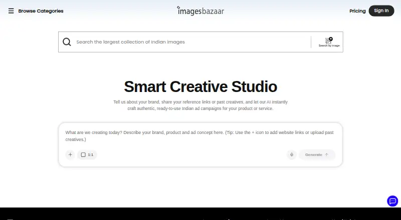 The ImagesBazaar homepage