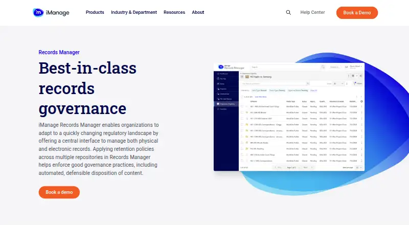 iManage Records Manager's website