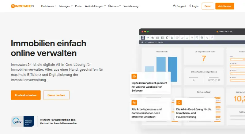 The Immoware24 homepage