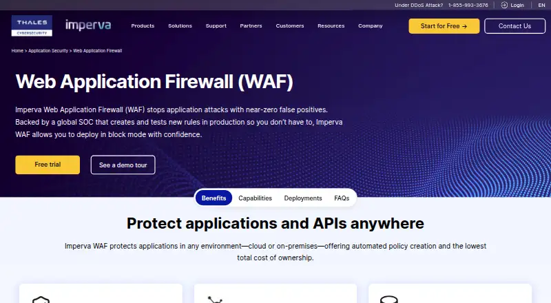 Imperva Web Application Firewall's website