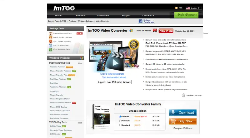 The ImTOO Video Converter homepage