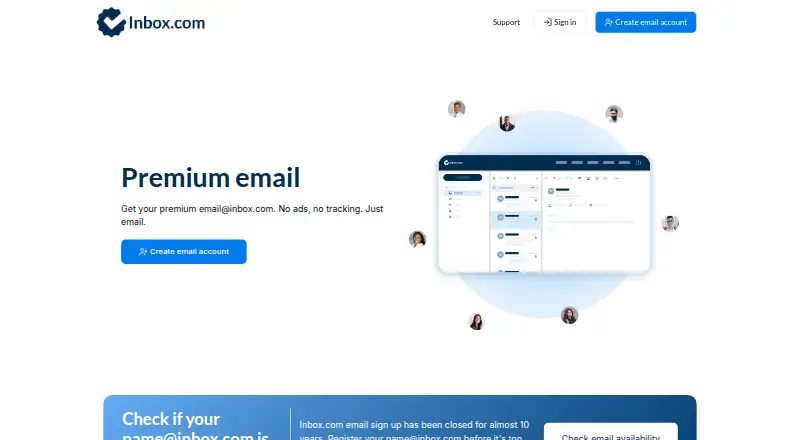 Inbox.com's website