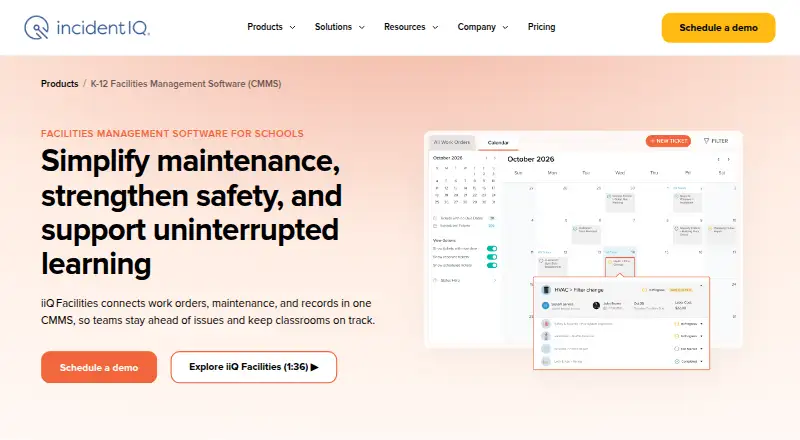 Incident IQ Facilities's website