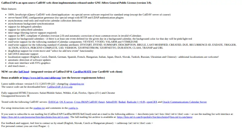 The CalDavZAP homepage
