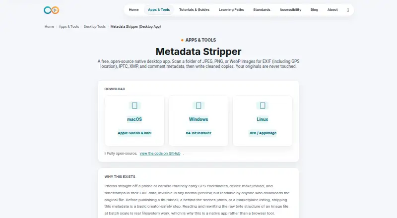 Metadata Stripper's website