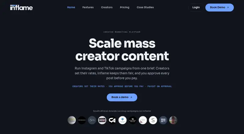 The Inflame homepage