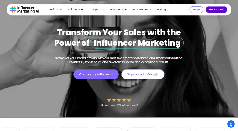 The Influencer Marketing AI homepage