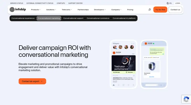 The Infobip Conversational Marketing homepage