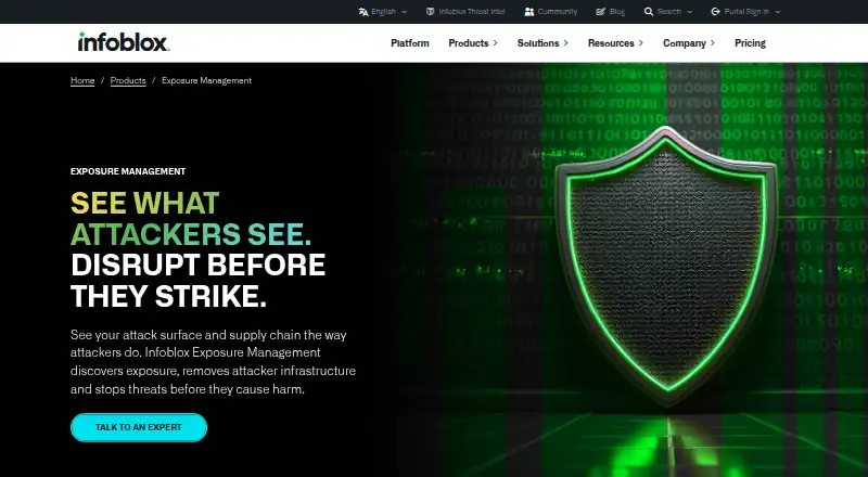 Infoblox Exposure Management's website