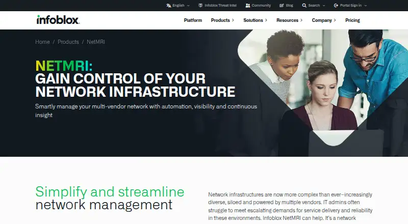 Infoblox NetMRI's website