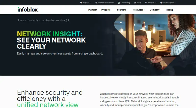 Infoblox Network Insight's website