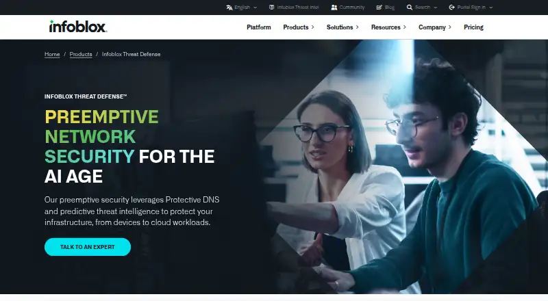 Infoblox Threat Defense's website