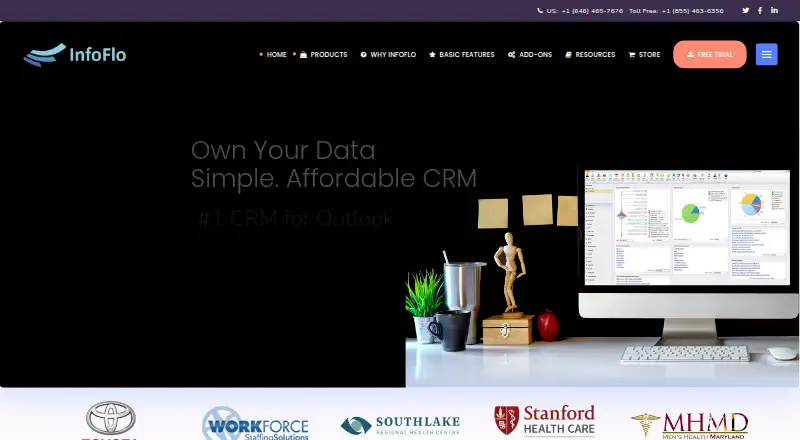 The InfoFlo CRM homepage