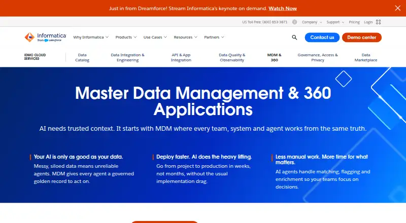 Informatica Multidomain MDM's website