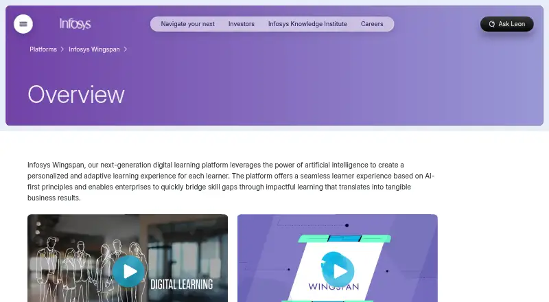 The Infosys Wingspan homepage