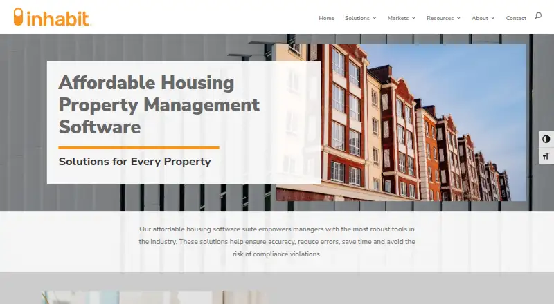 Inhabit Affordable Housing Software's website