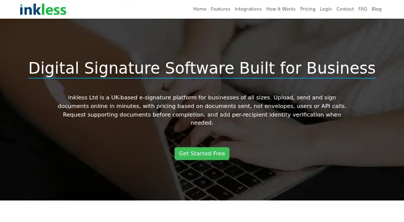 Inkless's website