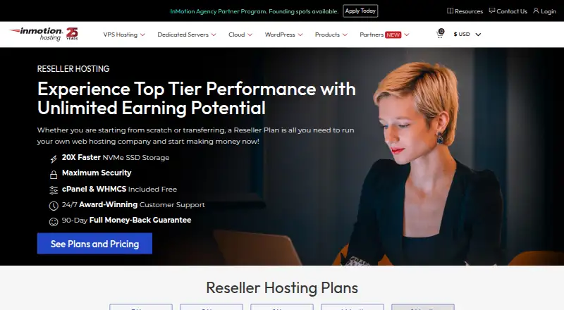 InMotion Hosting Reseller Hosting's website