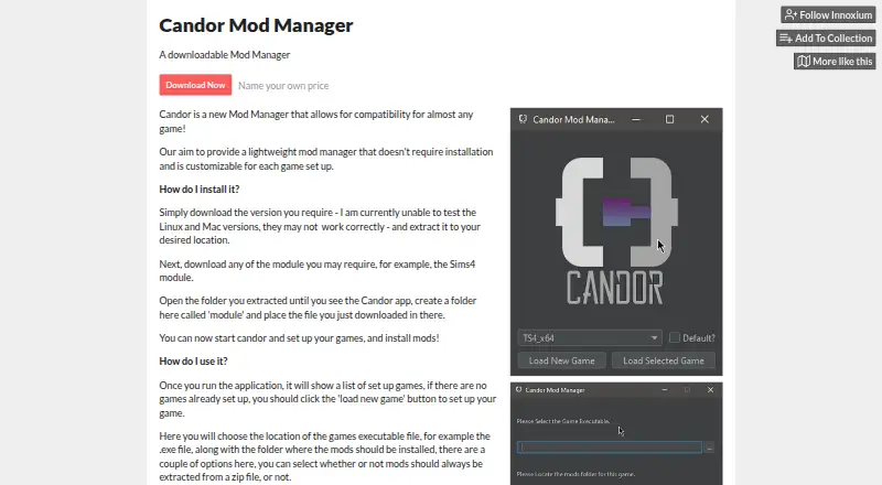 Candor Mod Manager's website