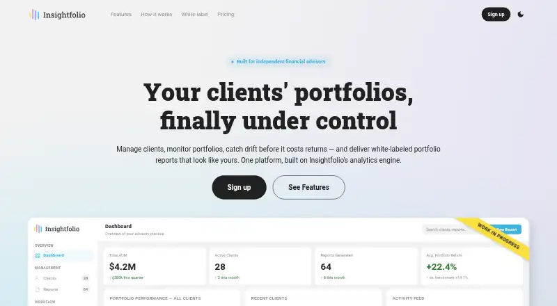 Insightfolio Advisor's website