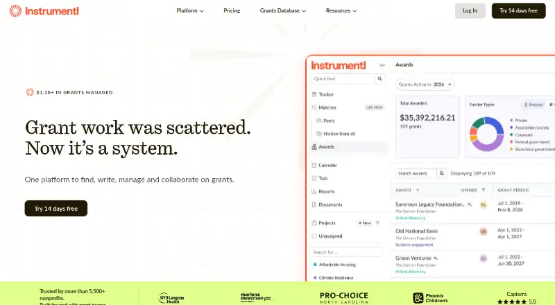 Instrumentl's website