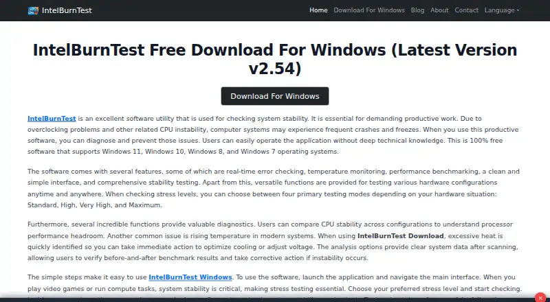 IntelBurnTest's website
