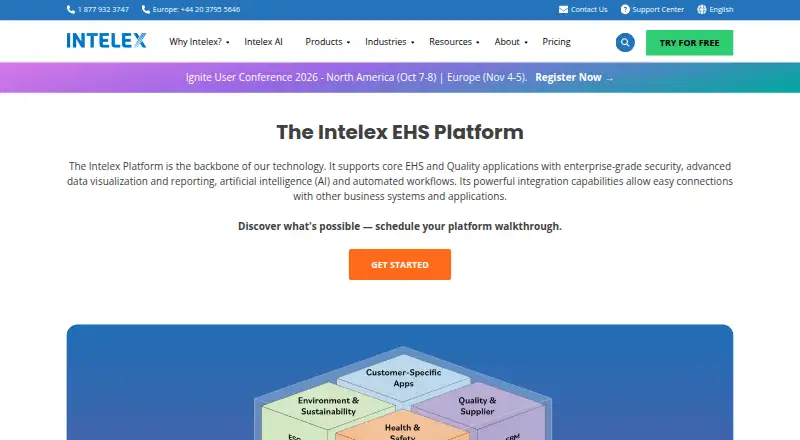 Intelex EHS Platform's website