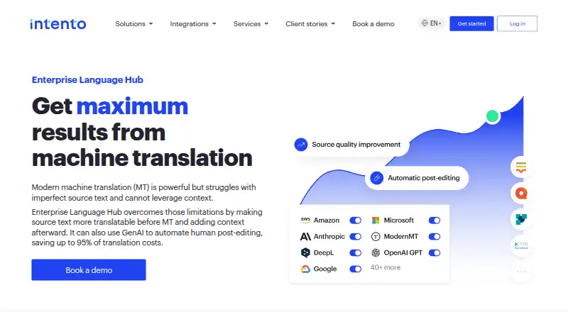 Intento Enterprise Language Hub's website