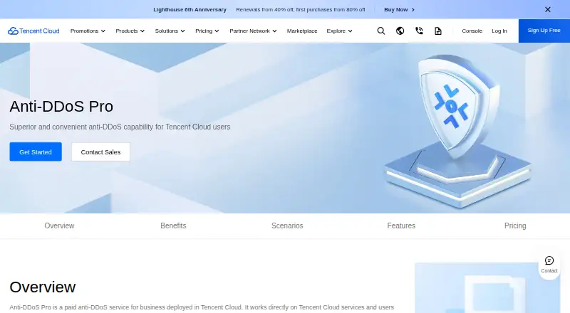 Tencent Cloud Anti-DDoS Pro's website