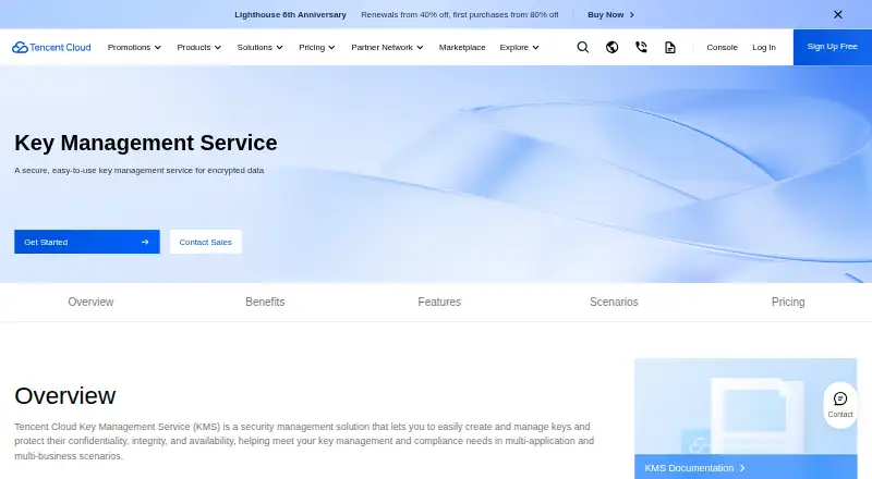 Tencent Cloud Key Management Service's website