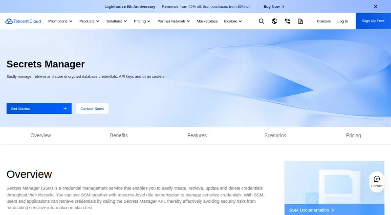 Tencent Cloud Secrets Manager's website