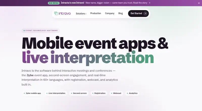 The Intravo homepage