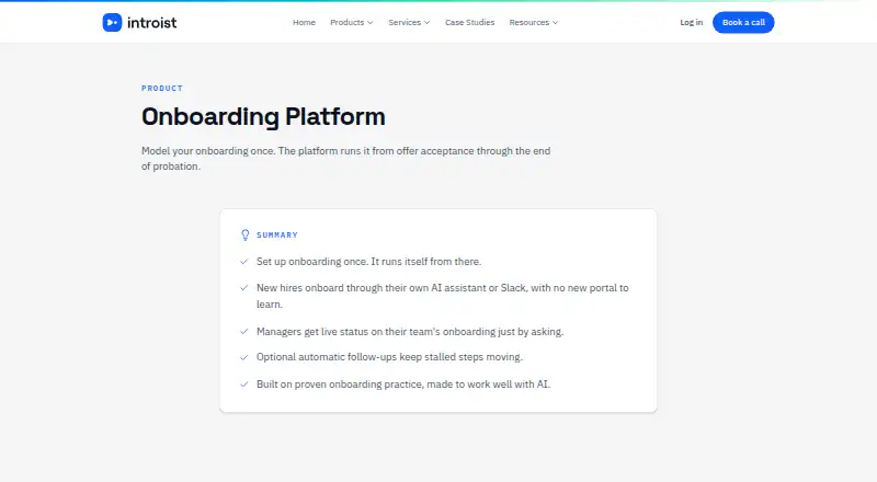 Introist Onboarding Platform's website