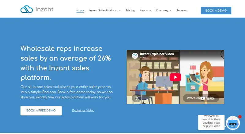 The Inzant Sales homepage