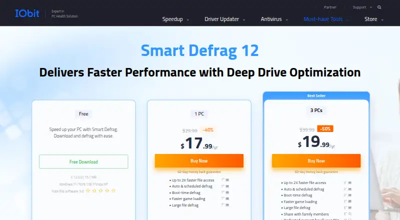 IObit Smart Defrag's website