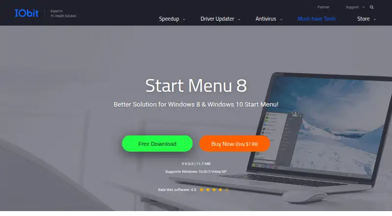 Start Menu 8's website