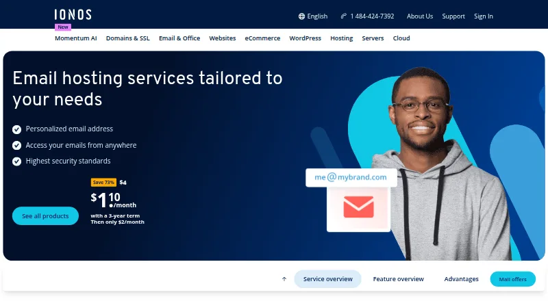 IONOS Email's website
