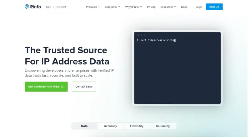 IPinfo's website