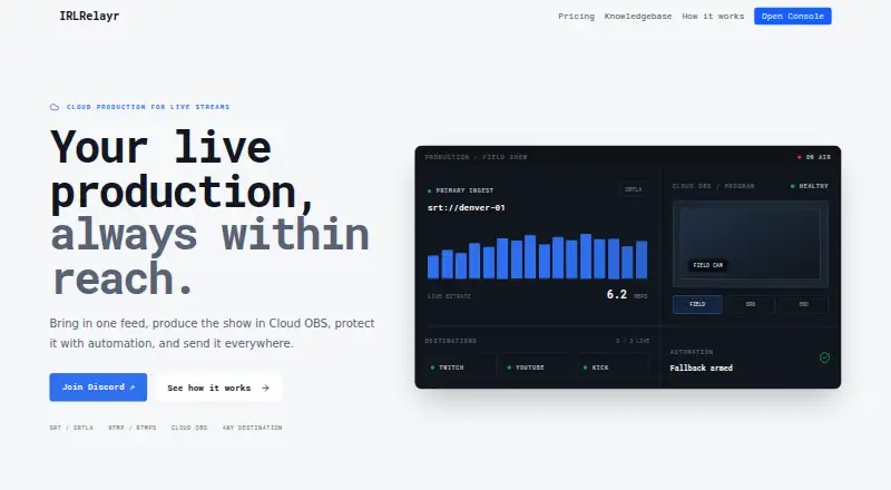 IRLRelayr's website