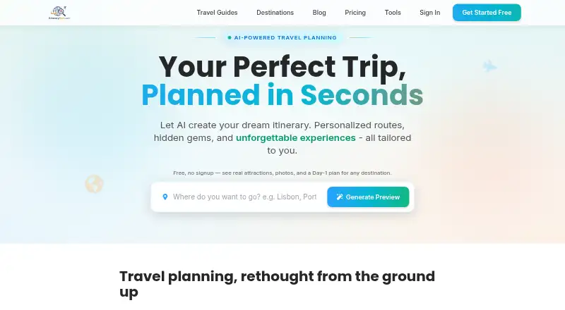 ItinerarySeek's website