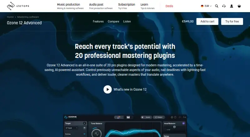 iZotope Ozone's website