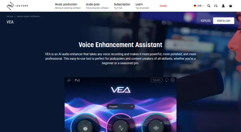 iZotope VEA's website