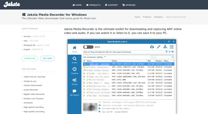 Jaksta Media Recorder's website