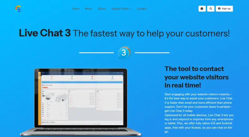 The Live Chat 3 homepage