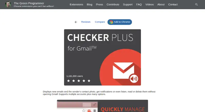 Checker Plus for Gmail's website