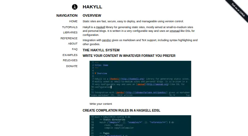 Hakyll's website